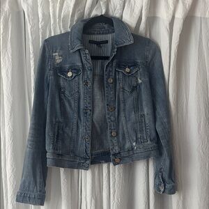 White House Black Market Distressed Blue Jean Jacket